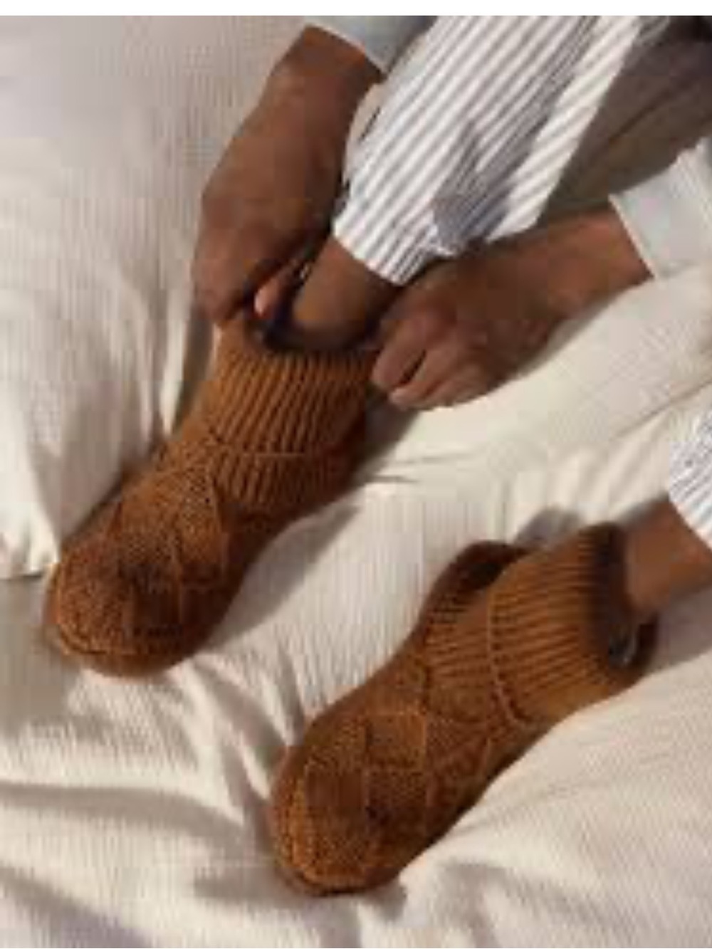 🔥BOMBAS Gripper Sleeper Bootie NEW Sz XL CUTEST Diamond Cable Sherpa Price Firm